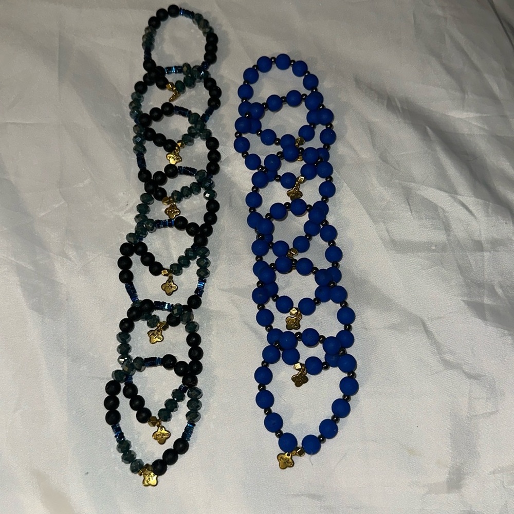 Girl’s Gem Jams by Erimish stretch bead bracelet blue black Deep Sea Kids Sticky